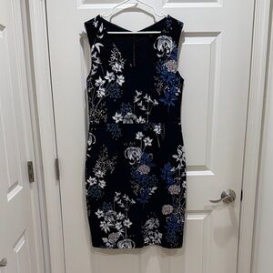 Banana Republic Floral Sleeveless Dress - Black and Blue